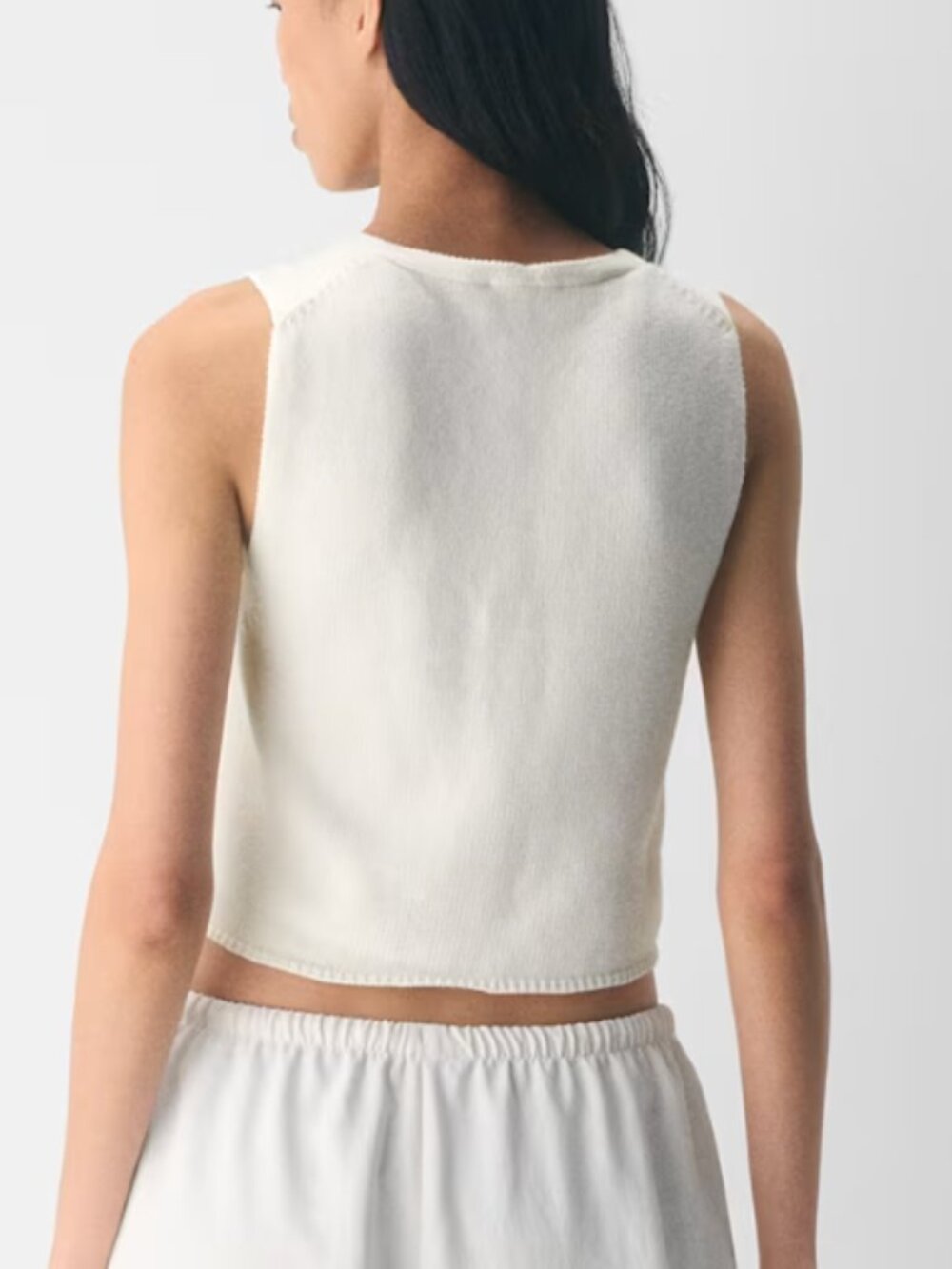 Aritzia Wilfed Cotton Charm Basque Sweater Vest Light Birch White Cream XS - Picture 2 of 4